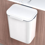 Maxbell Wall Hanging Trash Can Garbage Can Wastebasket for Cupboard Kitchen Office 9L White