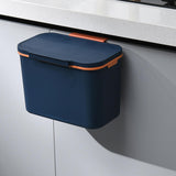 Maxbell Wall Hanging Trash Can Garbage Can Wastebasket for Cupboard Kitchen Office 7L Blue