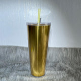 Maxbell 710ml Straw Cup Gifts Large Capacity for Living Room Restaurant Office Gold