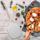 Maxbell Aluminum Pizza Paddle with Wooden Handle Convenient for Kitchen Style B