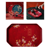 Maxbell Traditional tray Serving Tray Resin Dessert Bathroom Tray for Decor Red Hexagonal