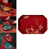 Maxbell Traditional tray Serving Tray Resin Dessert Bathroom Tray for Decor Red Hexagonal