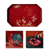 Maxbell Traditional tray Serving Tray Resin Dessert Bathroom Tray for Decor Red Hexagonal