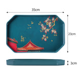 Maxbell Traditional tray Serving Tray Resin Dessert Bathroom Tray for Decor Blue Hexagonal