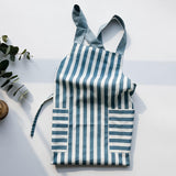 Maxbell Cooking Apron with Pockets Woodworking Apron for Painting Barbecue Unisex Strip Blue