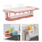 Maxbell Multipurpose Sink Storage Rack Soap Rack Shelves Sink Organizer for Counter Pink