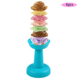 Maxbell 6 Pieces Multipurpose Ice Cream Holder Round Reusable for Countertop Parties Blue