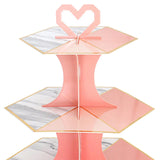 Maxbell 3 Tiers Cardboard Cupcake Stand Holder DIY Dessert Holder for Kitchen Decor Pink