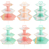 Maxbell 3 Tiers Cardboard Cupcake Stand Holder DIY Dessert Holder for Kitchen Decor Pink