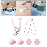 Maxbell 4 Pieces Hot Plate Gripper Set for Cooking Moving Hot Plate or Bowls Pot Pink