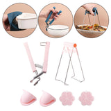 Maxbell 4 Pieces Hot Plate Gripper Set for Cooking Moving Hot Plate or Bowls Pot Pink