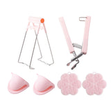 Maxbell 4 Pieces Hot Plate Gripper Set for Cooking Moving Hot Plate or Bowls Pot Pink