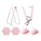 Maxbell 4 Pieces Hot Plate Gripper Set for Cooking Moving Hot Plate or Bowls Pot Pink