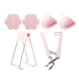Maxbell 4 Pieces Hot Plate Gripper Set for Cooking Moving Hot Plate or Bowls Pot Pink