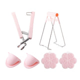 Maxbell 4 Pieces Hot Plate Gripper Set for Cooking Moving Hot Plate or Bowls Pot Pink