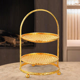 Maxbell Golden 2 Tiered Cake Stand Dessert and Cupcake Stand Widely Use Portable