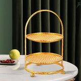 Maxbell Golden 2 Tiered Cake Stand Dessert and Cupcake Stand Widely Use Portable