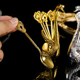 Maxbell Dessert Spoon Set with 6Pcs Spoons for Ice Cream Golden