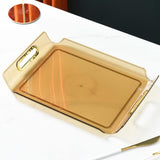 Maxbell Vanity Tray Cosmetic Storage Tray Makeup Organizer for Desktop Bedroom Decor Amber