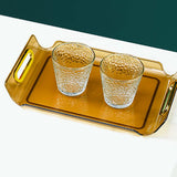 Maxbell Vanity Tray Cosmetic Storage Tray Makeup Organizer for Desktop Bedroom Decor Amber