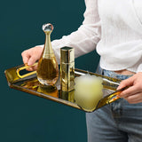 Maxbell Vanity Tray Cosmetic Storage Tray Makeup Organizer for Desktop Bedroom Decor Amber