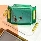 Maxbell Vanity Tray Cosmetic Storage Tray Makeup Organizer for Desktop Bedroom Decor Green