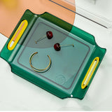 Maxbell Vanity Tray Cosmetic Storage Tray Makeup Organizer for Desktop Bedroom Decor Green
