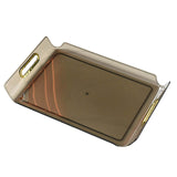 Maxbell Vanity Tray Cosmetic Storage Tray Makeup Organizer for Desktop Bedroom Decor clear brown