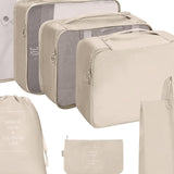 Maxbell 7x Waterproof Nylon Travel Organizer Bags Clothes Storage Bags Lightweight beige