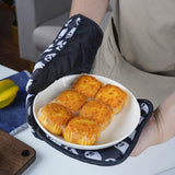 Maxbell Halloween Pattern Oven Mitts Gadget with Mat for Household BBQ Cat