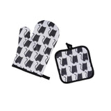 Maxbell Halloween Pattern Oven Mitts Gadget with Mat for Household BBQ Cat