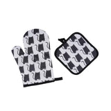 Maxbell Halloween Pattern Oven Mitts Gadget with Mat for Household BBQ Cat
