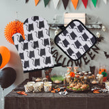 Maxbell Halloween Pattern Oven Mitts Gadget with Mat for Household BBQ Cat