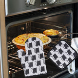 Maxbell Halloween Pattern Oven Mitts Gadget with Mat for Household BBQ Cat