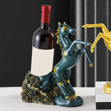 Maxbell Wine Storage Rack Horse Statues Retro Style for Countertop Party Display green