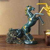 Maxbell Wine Storage Rack Horse Statues Retro Style for Countertop Party Display green