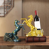 Maxbell Wine Storage Rack Horse Statues Retro Style for Countertop Party Display green