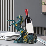 Maxbell Wine Storage Rack Horse Statues Retro Style for Countertop Party Display green
