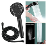 Maxbell High Pressure Handheld Shower Head 5 Spray Settings Screw in G1/2" Connector Black 1.5m Hose
