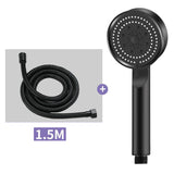 Maxbell High Pressure Handheld Shower Head 5 Spray Settings Screw in G1/2" Connector Black 1.5m Hose