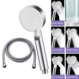 Maxbell High Pressure Handheld Shower Head 5 Spray Settings Screw in G1/2" Connector Silver 1.5m Hose