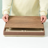 Maxbell Collapsible Storage Bin Container with Wooden Lid for Indoor Fishing Outdoor Light Coffee 55L