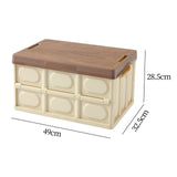 Maxbell Collapsible Storage Bin Container with Wooden Lid for Indoor Fishing Outdoor Light Coffee 55L