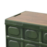 Maxbell Collapsible Storage Bin Container with Wooden Lid for Indoor Fishing Outdoor Dark Green 30L