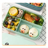 Maxbell Portable Bento Lunchbox 4 Compartments Multi Use Microwave for Picnic Office Light Green