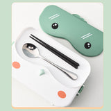 Maxbell Portable Bento Lunchbox 4 Compartments Multi Use Microwave for Picnic Office Light Green