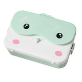 Maxbell Portable Bento Lunchbox 4 Compartments Multi Use Microwave for Picnic Office Light Green