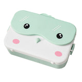 Maxbell Portable Bento Lunchbox 4 Compartments Multi Use Microwave for Picnic Office Light Green