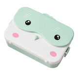 Maxbell Portable Bento Lunchbox 4 Compartments Multi Use Microwave for Picnic Office Light Green