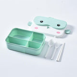 Maxbell Portable Bento Lunchbox 4 Compartments Multi Use Microwave for Picnic Office Light Green